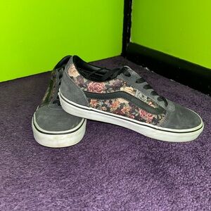 Old Skool Vans with Gray and Floral Tapestry design